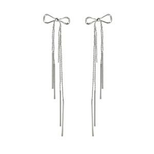 Silver bow dangle earrings #112